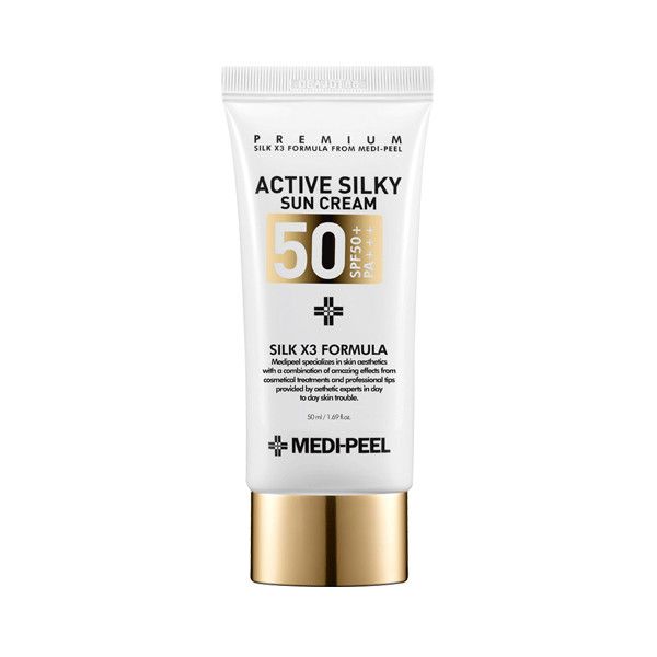 Солнцезащитный крем с комплексом пептидов и шёлка MEDI-PEEL Active Silky Sun Cream SPF50+